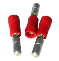 Insulated Terminal, Red Bullet Male Terminal - 10 Pack