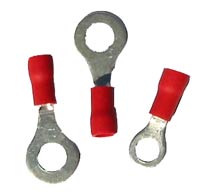 Insulated Terminal, Red Ring Single Grip 4mm Stud - 10 Pack