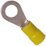 Insulated Terminals Yellow Ring Single Grip 6mm Stud - 10 Pack